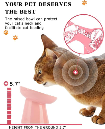 Y YHY 6 Inch Slow Feeder Bowl, Elevated Dog & Cat Bowl, Ceramic, Anti Vomiting, Pink