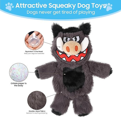 Bzonsmart Dog Squeaky Toys.Tough Plush Chew Toys Bundle for Small Medium Large Breed Chewer.Interactive Dog Toys to Keep Them Busy .Durable Anti-Boredom Dog Toys for Teething Chewing Playing Training