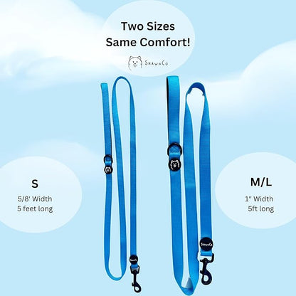 ShawnCo Dream Walk Dog Leash- Premium, Nylon Pet Leash with Soft Neoprene Handle for Small, Medium and Large Dogs (Electric Blue, Medium/Large)