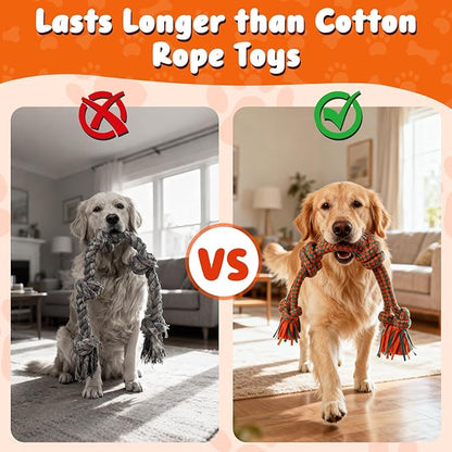 Interactive Dog Rope Toy for Large & Medium Dogs – Durable Tug of War Toy for Training, Boredom Relief & Teeth Cleaning, Safe Cotton Chew Toy for Daily Play (Small)