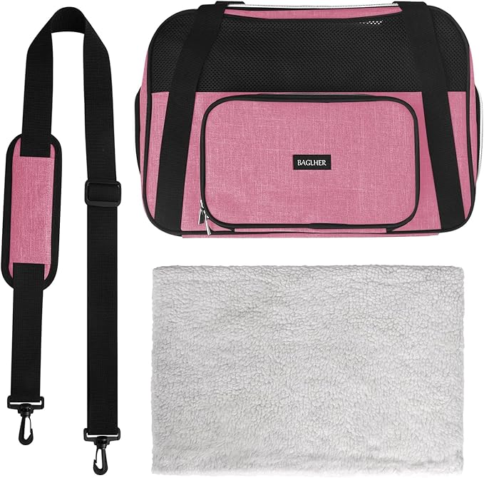 BAGLHER Pet Travel Carrier, Cat Carriers Dog Carrier for Small Medium Cats Dogs Puppies, Airline Approved Small Dog Carrier Soft Sided, Collapsible Puppy Carrier