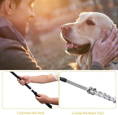 Outdoor Flirt Pole for Dogs - Interactive Toy Teaser Wand for Dogs Outdoor Chase and Tug of War Heavy Duty Dog Flirt Pole, Durable Pet Toys for Dog, Black
