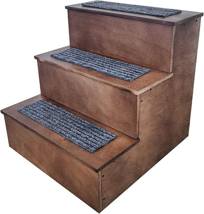 FixtureDisplays® 26" Tall Deluxe Wood Dog Stairs to Access Bed, Sofa, 3-Step Ladder to Reach Higher Cabinets 12225-26"-NPF