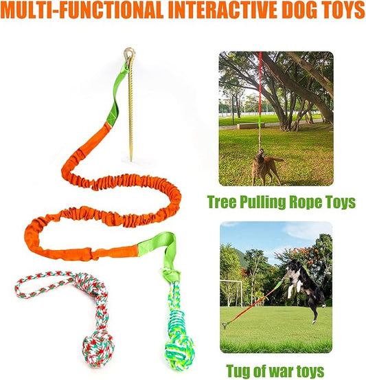 Outdoor Dog Toy with Stake,Interactive Dog Toy for Aggressive Chewer, Tug of War Toy Ball for Large Breed (Orange)