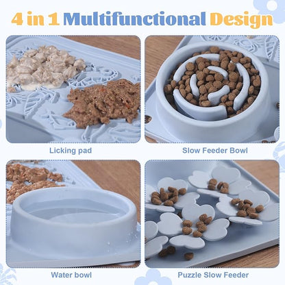 Silicone Lick Mat for Dogs & Cats – Slow Feeder Dog Bowl, Non-Slip Licking Mat for Large & Small Breeds, Puzzle Feeder & Snuffle Mat for Fast Eaters, Interactive Pet Food Mat