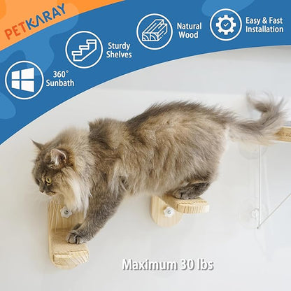 PETKARAY Cat Window Shelf, Original Cat Window Perch Stairs, Durable Kitty Seat for Window Sill, Sturdy Window Step for Indoor Cats