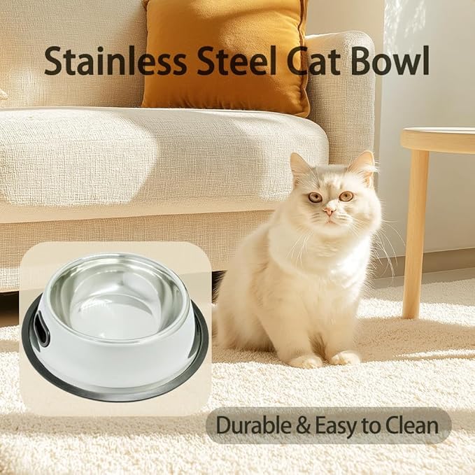 SHSlumex 2Packs Stainless Steel Pet Bowl with Anti-Skid Rubber Base for Small/Medium/Large Pet, Perfect Dish, Dogs Feeder and Water Choice Puppy Cat Kitten