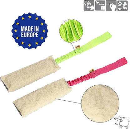 Dingo Tug Toys for Dog, Faux Fur Handle Bungee Agility Motivation Reward Z30021 (Wool)