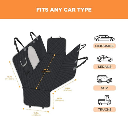 PetsN'all Durable Dog Car Seat Cover to Protect from Scratches, Dirt, Hair and Other Messes, Easy to Clean, 100% Waterproof, Washable, Nonslip, with Mesh Window for Cars Trucks and SUVs Black