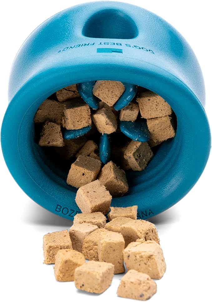WEST PAW Zogoflex Toppl Interactive Treat Dispensing Puzzle Dog Toy for Mental Stimulation & Enrichment-Holds Kibble & Treats-Lickable, Freezable & Dishwasher Safe-Made in USA-XL-River Blue
