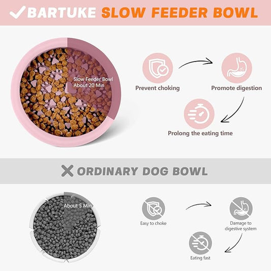 Dog Lick Bowl, Slow Feeder Dog Bowl Licking Mat for Small to Large Dogs, BPA-Free Non-Slip Silicone Slow Feeder Treat Dispenser for Anxiety Relief, Freezer & Dishwasher Safe (Pink, 8.2"×2")