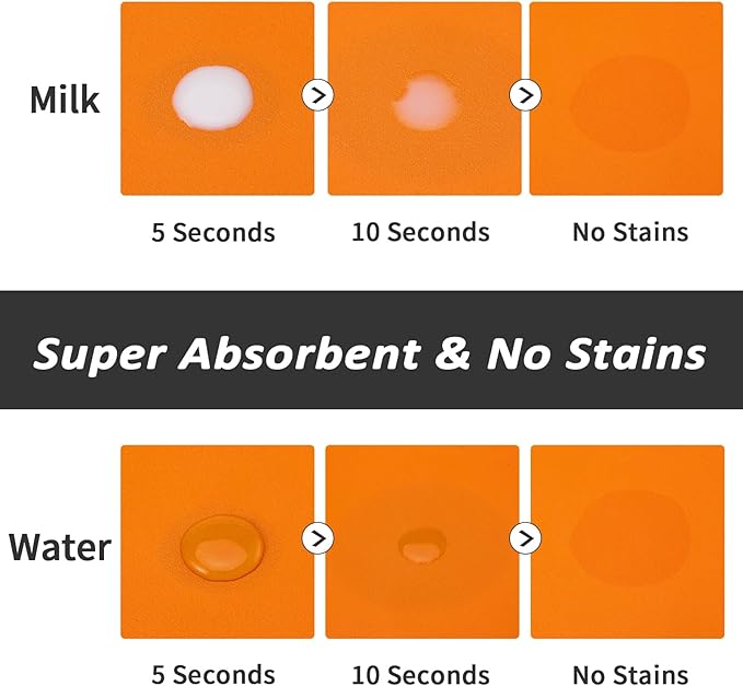 Dog Food Mat - Absorbent Cat Mat for Food and Water, No Stains Pet Feeding Bowl Mat, Easy to Clean Pet Placemats, Quick Dry Dog Water Dispenser Mat for Messy Drinkers | Paw Orange 12"x 19"