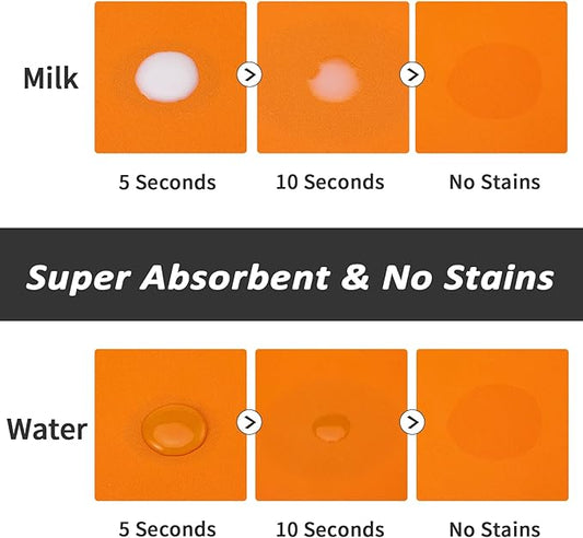 Dog Food Mat - Absorbent Cat Mat for Food and Water, No Stains Pet Feeding Bowl Mat, Easy to Clean Pet Placemats, Quick Dry Dog Water Dispenser Mat for Messy Drinkers | Orange 24"x36"
