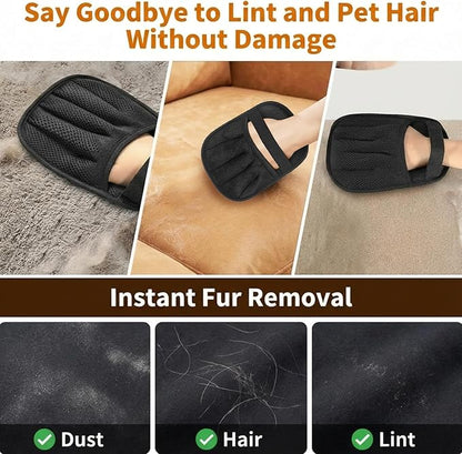 Electrostatic Pet Hair Removal Gloves for Cats & Dogs–Upgraded Reusable Magic Brush Tool for Quick Wiping on Couch,Carpet,Laundry,Car Seat & Pet Beds(3PC,Black)
