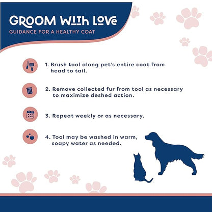 Good Scout Pet Hair Rake with Single Row Rotating Pins, Best Deshedding Tool for Dogs & Cats, Gentle, Safe & Effective Grooming Tool for Short or Long Haired Animals