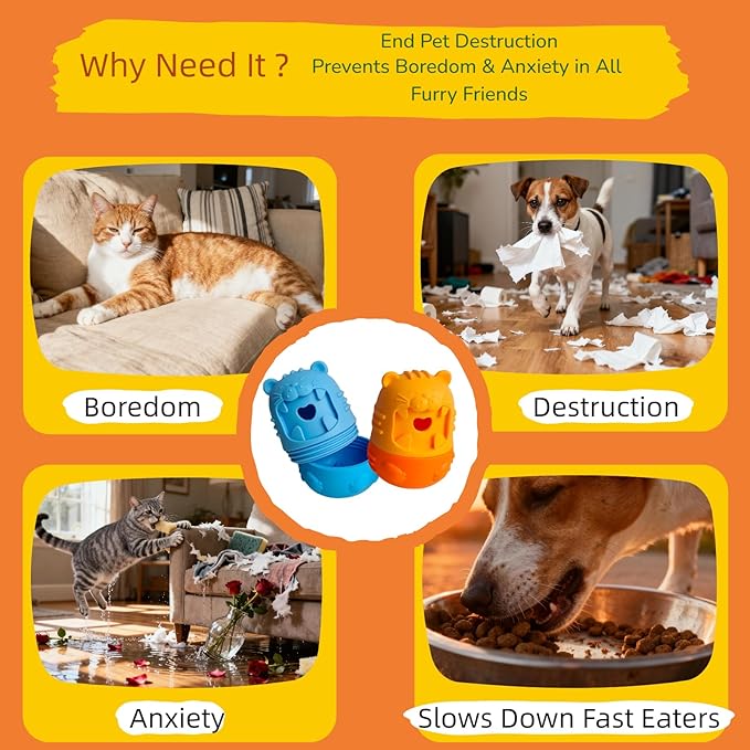 Cat Cognitive Treat Dispensing Dog Enrichment Toy Snuffle Ball,Multi-Functional Puzzle Design,Snuffle Mat & Interactive for Pet Mental Stimulation,Smart (Orange)
