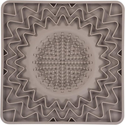 Messy Mutts Framed Silicone Therapeutic Licking Bowl Mat | 9.5" x 9.5" | Slow Feeder Mat for Boredom & Anxiety | Lick Pad for Dogs & Cats | Grey