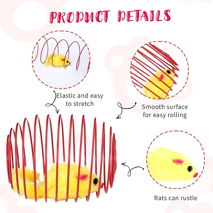 5Pack Cat Spring Balls for Cats, Colorful Cat Toy Springs for Cats with Steel Wire Springs (Random Colors)