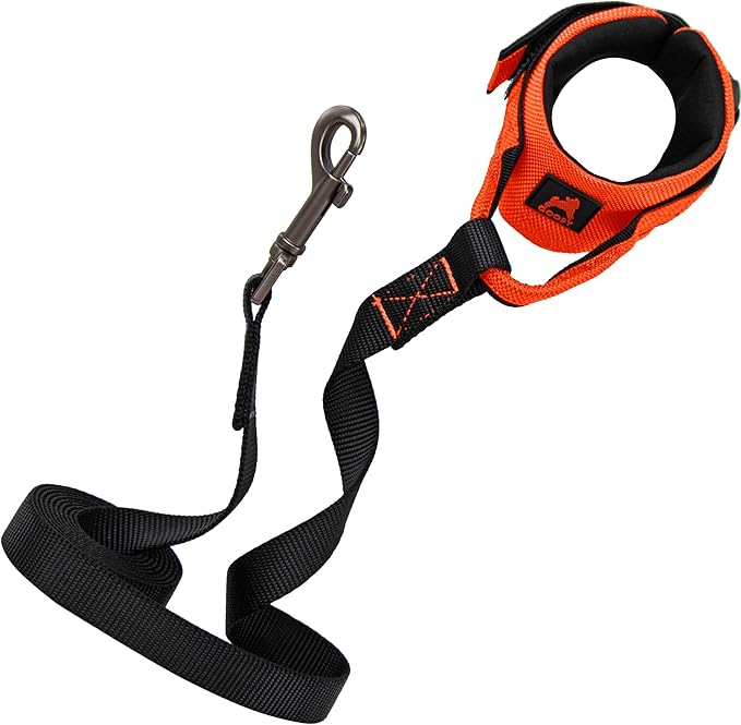 Gooby Easy Fit Wrist Band Surfer Leash - Orange, 6 FT - Comfortable Hands Free Leash with Elastic Band for Small, Medium and Large Dogs