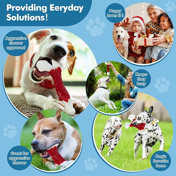 Dog Toys for Aggressive Chewers, Dog Toys for Large Dogs, Indestructible Dog Bones for Aggressive Chewers, Tough and Durable Dog Chew Toy, Real Bacon & Beef Flavors (Beef)