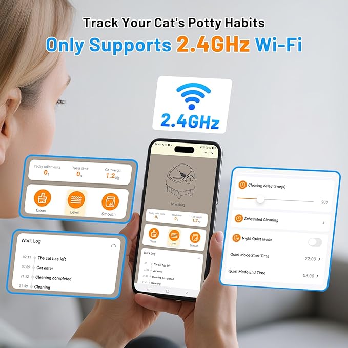 SUW Self Cleaning Cat Litter Box, Open-Top Automatic Litter Box for Multiple Cats, Large Capacity Robot, APP Control, Safety Protection, 2 Rolls Litter Bag Liners, 1 Odor Eliminator