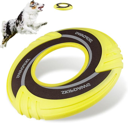 SKIPDAWG Interactive Tug Toy, Flying Disc Water Toy Non-Toxic Light TPR/Nylon Fabric, Pet Training and Outdoor Exercise Toys for Dogs, Diameter 9 Inches