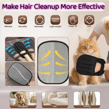Pet Hair Removal Glove for Dogs & Cats, Reusable Washable Electrostatic Magic Brush Gloves, Pet Hair Remover Tool for Clothing, Bed, Couch, Carpet, Car Seat