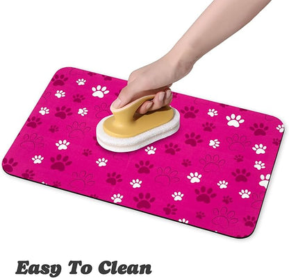 Dog Food Mat, Absorbent Water Bowl Mats Cat Pet Feeding Placemats Pink 16 * 24 inch
