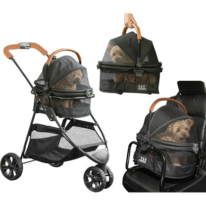 Pet Gear, A Vermont Family Owned Company Since 1936, 3-in-1 Travel System, View 360 Stroller Converts to Carrier and Booster Seat with Easy Click N Go Technology, for Small Dogs & Cats, 4 Colors