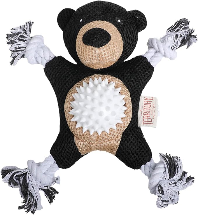 Territory 2 in 1 No Stuffing Removable Fetch Ball Tug Dog Toy for Small Medium Large Dogs, Black Bear