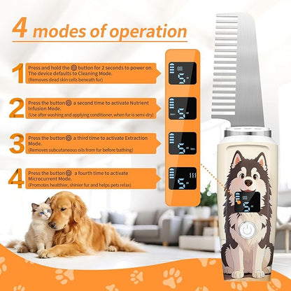 Ultrasonic Fur Care Comb for Pet, Vibration Atomization Conditioning Oil Comb for Dogs and Cats Shining Smoothing Hair
