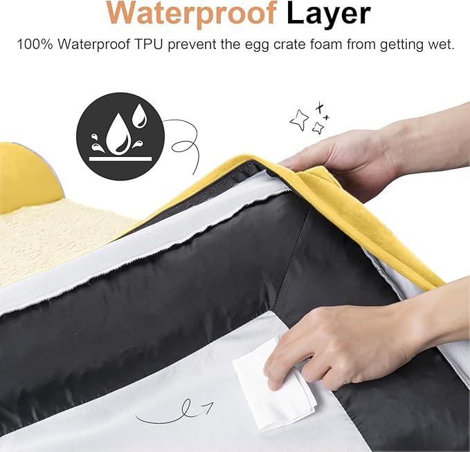 Large Dog Bed Orthopedic Washable: Beds Bolster XXL Bed Big XLarge Dogs Egg Crate Foam Sofa Couch Waterproof Removable Cover - Ginger