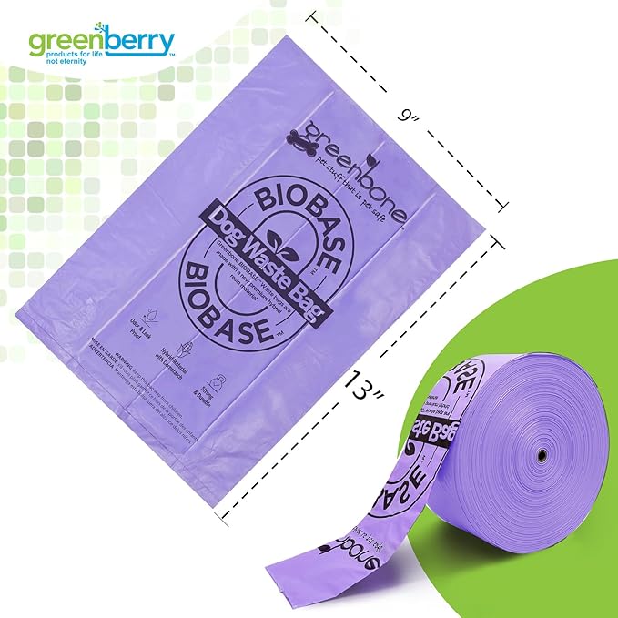 Greenbone BioBase Pull and Go Poop Bags 300 Bag Roll Lavender Scent For Home or Yard Box Dispenser