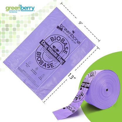 Greenbone BioBase Pull and Go Poop Bags 300 Bag Roll Lavender Scent For Home or Yard Box Dispenser