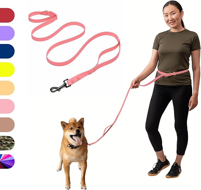 Heavy Duty Hands Free Dog Leash for Medium to Large Dogs for Comfortable Running Jogging Walking | Buckle Closure | Soft Padded Handle | 360 Rotating Carabiner (Leash Length 6 ft)