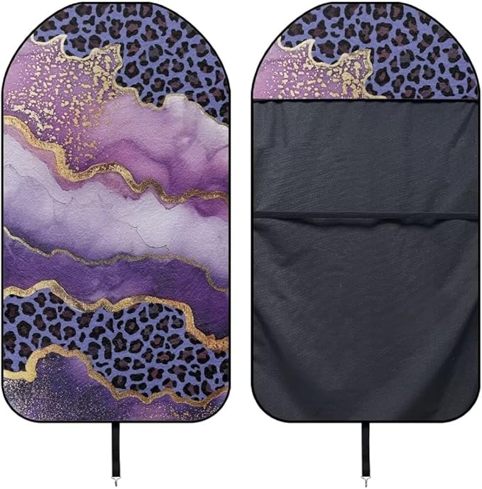 Coldinair Purple Leopard Waterproof Towel Car Seat Covers,Marble Print Beach Sweat Car Seat Protector Front Seats Only Universal Fit for Trucks