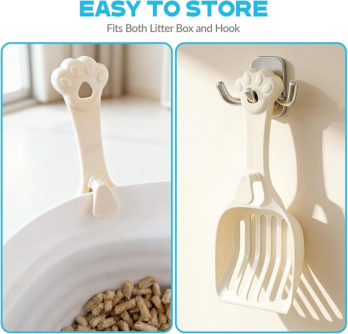 Depets Cat Litter Scoop, Litter Scoop with Wide Slats, Kitty Litter Scooper for Pine Pellets, Durable Plastic Litter Sifter Scoop - Designed for Easy Sifting, Milky White
