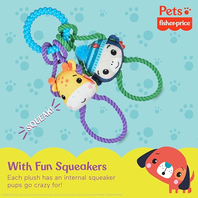 Fisher-Price for Pets 'Tugs With Friends' Interactive Toy for Dogs | Fetch, Tug, Enrichment, and Puppy Teething | Multifunctional