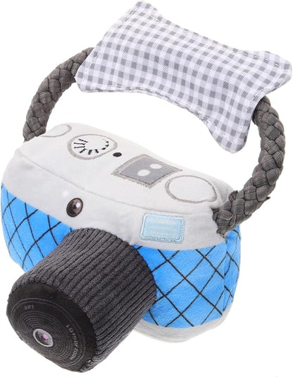 Angoily Dog Chew Toy Camera Shape Squeaky Interactive Puppy Teething Toy for Small Medium Large Dogs Durable Chewing and Teeth Grinding Plaything