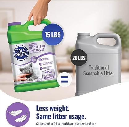 Cat's Pride Max Power: UltraClean Low Tracking Multi-Cat Clumping Litter - Keeps Paws & Home Clean - Up to 10 Days of Powerful Odor Control - 99% Dust Free - Fresh Scent, 15 Pounds