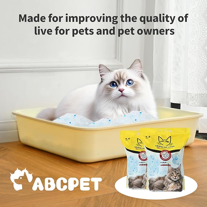 Cat Litter Crystals No Clumping Odor Control Kitty Litter Non-Clumping No scooping Low Dust, Low Tracking, Dehydrates Waste - 8.6 lbs (2 x 4.3 lb Packs)