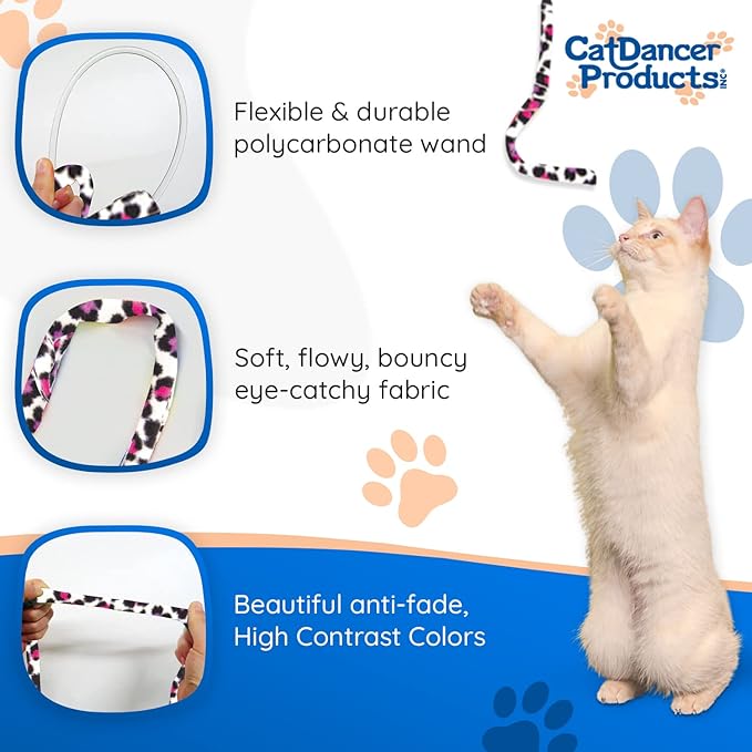 Cat Dancer Products Jungle Cat Charmer, Jungle Wand Toy for Kittens Training, Colorful Ribbon Cat Charmer, Interactive Catcher Wand for Cat Exercise (1 Pack, Multicolor)