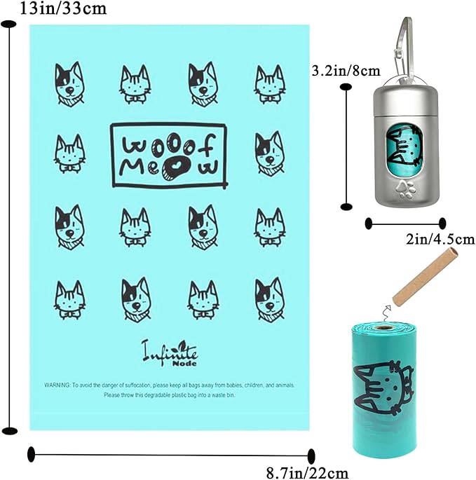 Dog Poop Bag Dispenser for Leash with Snap Clip, Skin-friendly Texture Waste Bag Holder for Dog Walks and Cats, Pets Litter Bag Container, Indoor & Outdoor Use (Metal Color, 1)