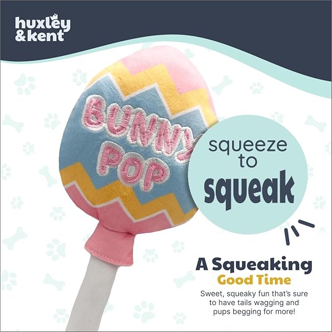 Huxley & Kent Funny Dog Toy w/Squeaker – Power Plush Squeaky Dog Toys for Small, Medium & Large Dogs – Soft Stuffed Animal for Indoor Play & Fetch - Bunny Pop, Large