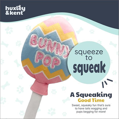 Huxley & Kent Funny Dog Toy w/Squeaker – Power Plush Squeaky Dog Toys for Small, Medium & Large Dogs – Soft Stuffed Animal for Indoor Play & Fetch - Bunny Pop, Small