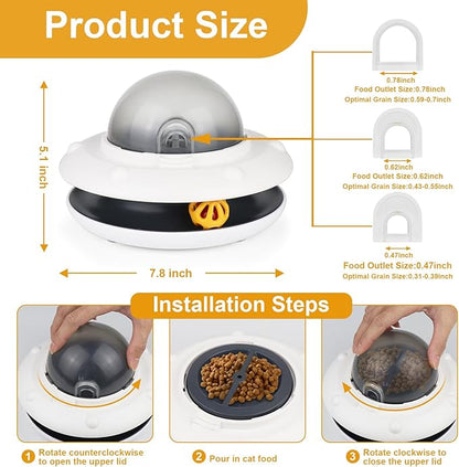 Smart Interactive Cat Feeder 2-in-1 Slow Feeder & Track Ball Toy with Bell Puzzle & Snack Dispenser Promotes Healthy Eating & Mental Stimulation for Cats Indoor