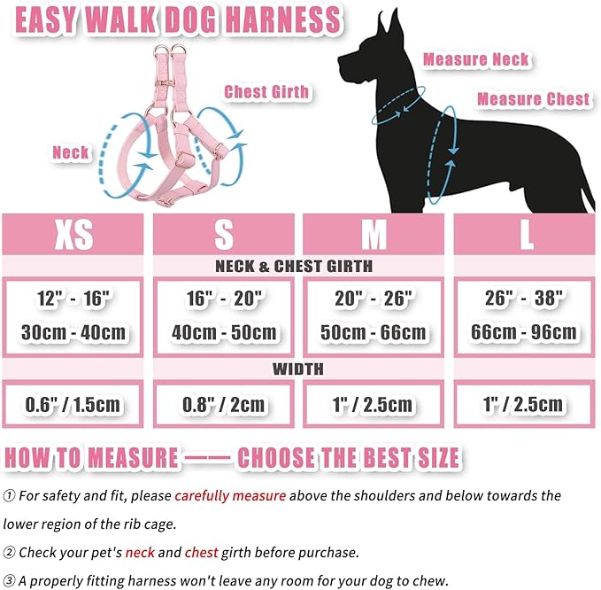 Soft Leather No Pull Dog Harness - Adjustable Step in Dog Harness with Rose Gold Heavy Duty Metal Buckle, Freedom Nylon Dog Halter Vests for Small Medium Large Dogs Easy Walking Training (Pink,M)