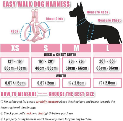 Soft Leather No Pull Dog Harness - Adjustable Step in Dog Harness with Rose Gold Heavy Duty Metal Buckle, Freedom Nylon Dog Halter Vests for Small Medium Large Dogs Easy Walking Training (Pink,M)
