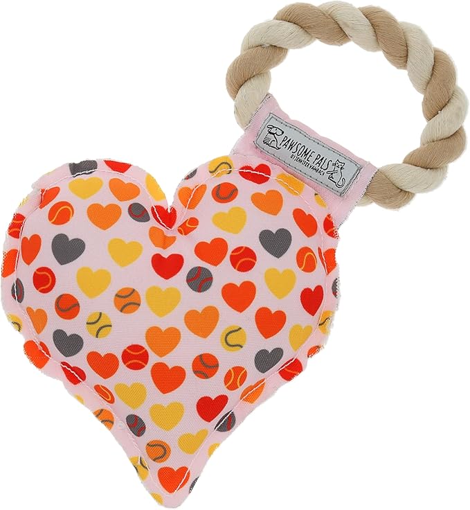 Pavilion - I Chews You - 9.5" Heart Puppy Dog Toy with Rope Handle K-9 Furry Companion Present