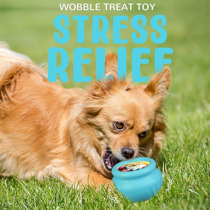 Wobbly Dog Enrichment Lick Toy, Stuffable Frozen Lick Bowl to Keep Dogs Busy, Long-Lasting Interactive Treat Dispensing Dog Toy, Silicone Fetch Catch Chew Toy(Teal,L)